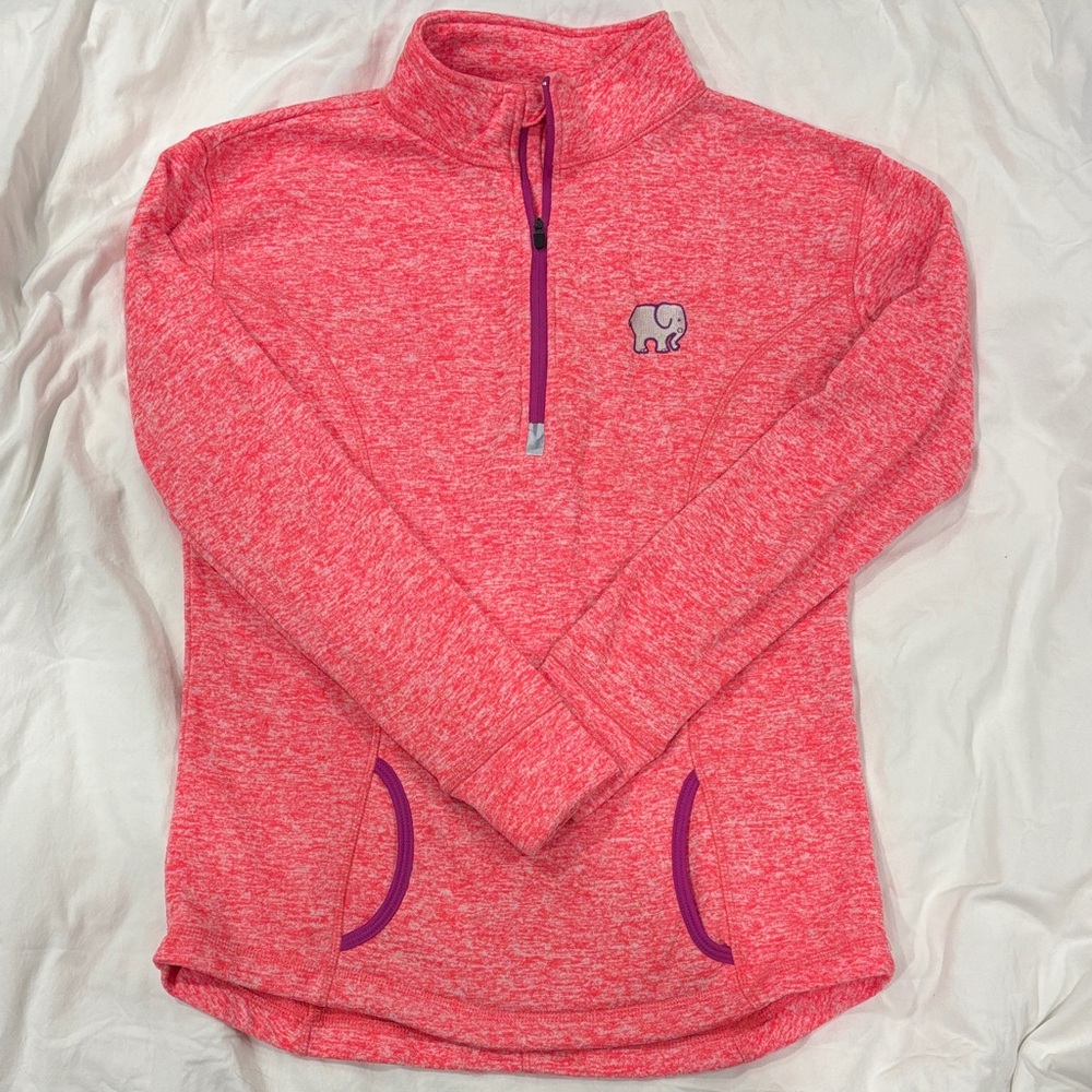 Ivory Ella Coral/Pink Quarter-Zip with Elephant Emblem